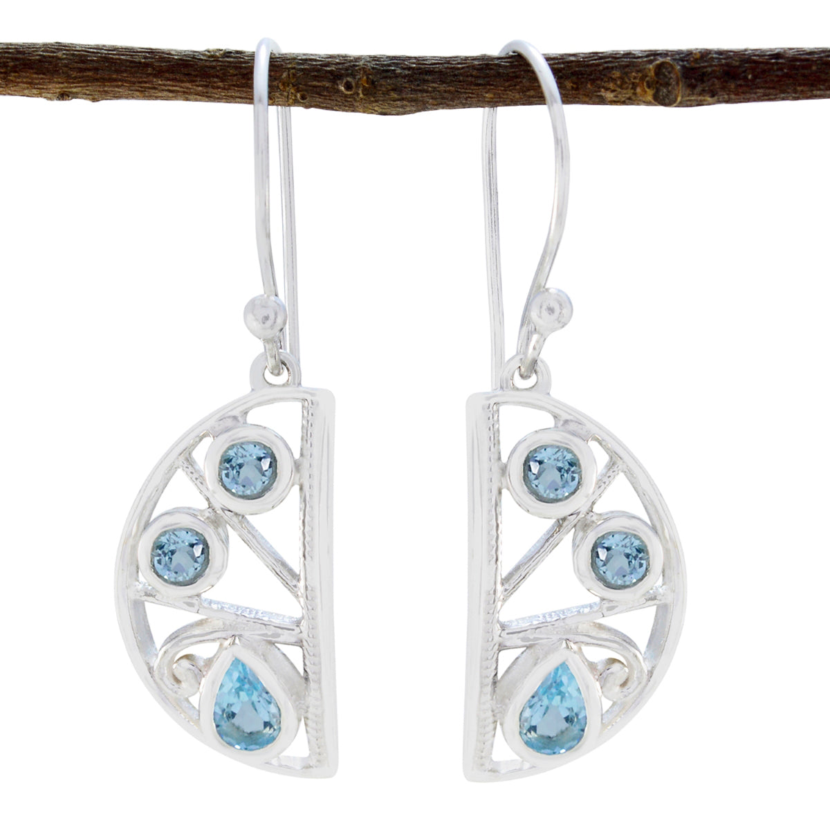 Blue-topaz-American-Bianca-multiple-Dangle-Blue-Sterling-Silver-Earring Image principale du produit
