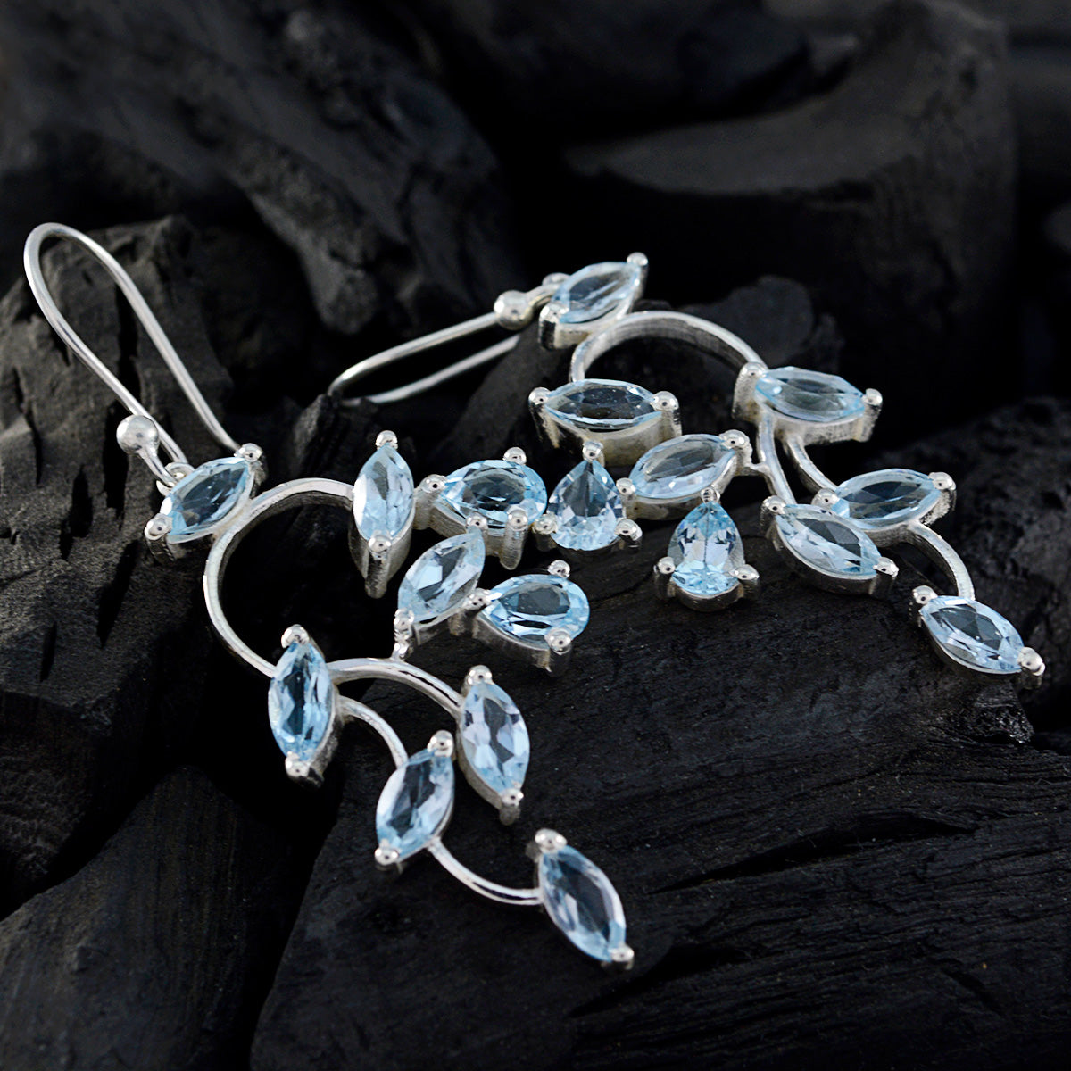 Blue-topaz-Australian-Eleanor-multiple-Dangle-Blue-925-Sterling-Silver-Earring