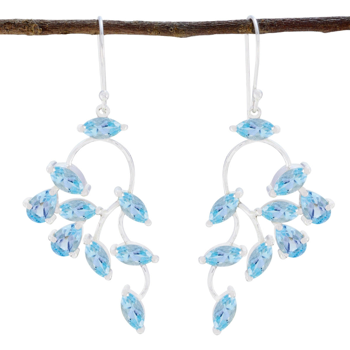 Blue-topaz-Australian-Eleanor-multiple-Dangle-Blue-925-Sterling-Silver-Earring メイン画像