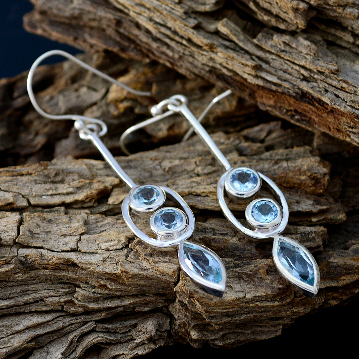 Blue-topaz-German-Ellie-multiple-Dangle-Blue-925-Sterling-Silver-Earring