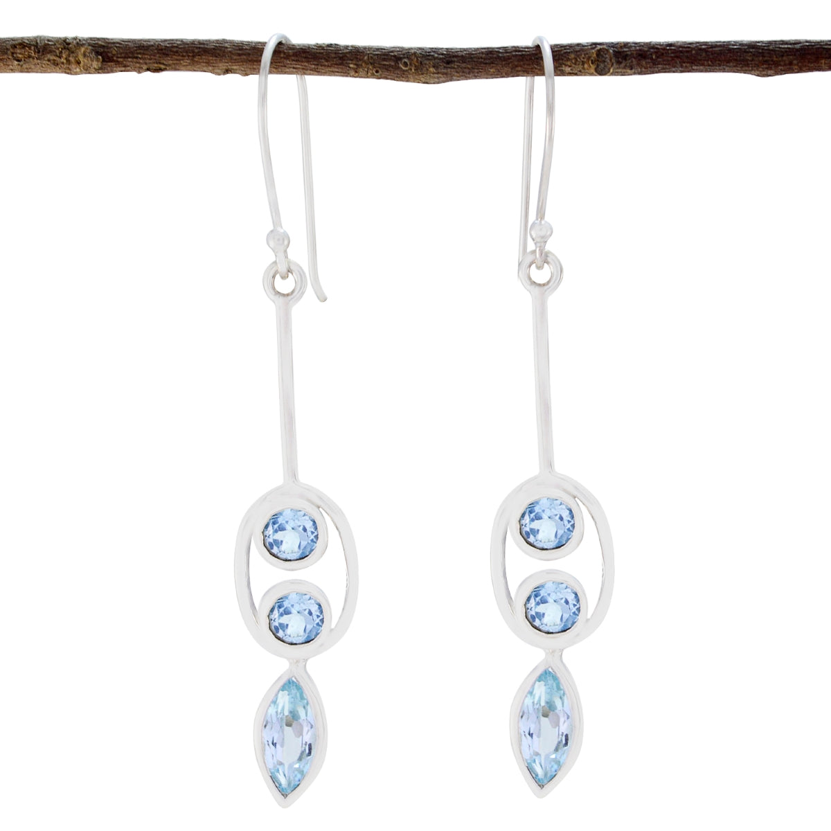 Blue-topaz-German-Ellie-multiple-Dangle-Blue-925-Sterling-Silver-Earring Huvudsaklig produktbild