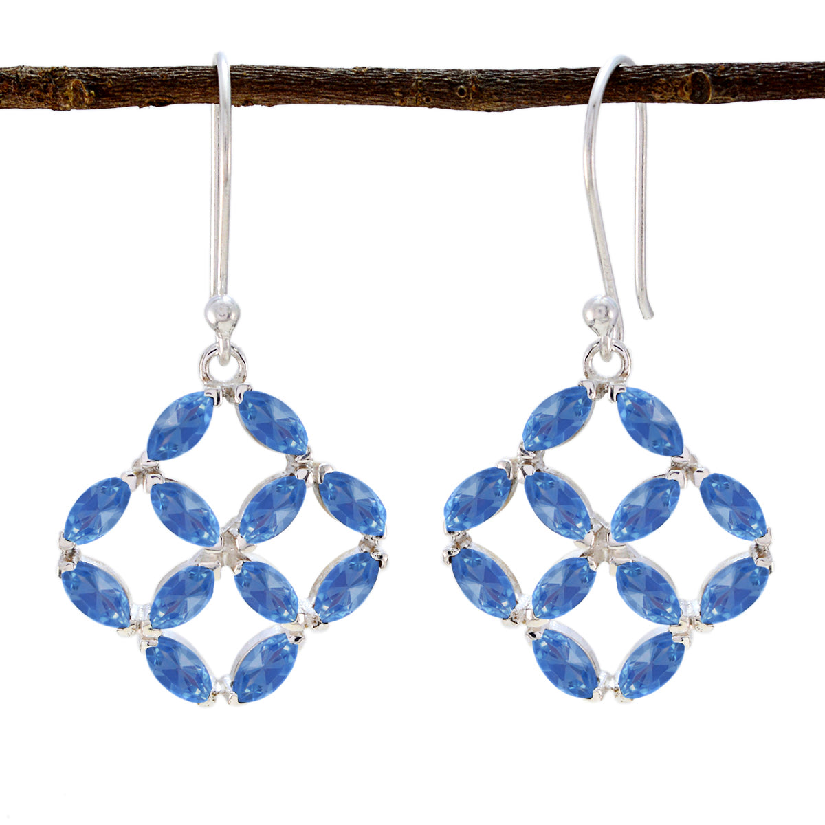 Blue-Topaz-Mexican-Min-seo-multiple-Dangle-Blue-925-Sterling-Silver-Earring Huvudsaklig produktbild