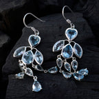 Blue-topaz-African-Lily-multiple-Dangle-Blue-925-Sterling-Silver-Earring