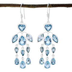 Blue-topaz-African-Lily-multiple-Dangle-Blue-925-Sterling-Silver-Earring