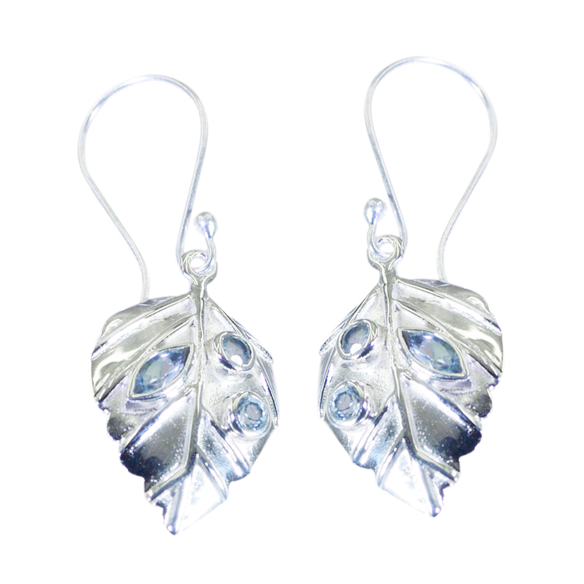 Blue-topaz-Turkish-Eliza-multiple-Dangle-Blue-Sterling-Silver-Earring Huvudsaklig produktbild