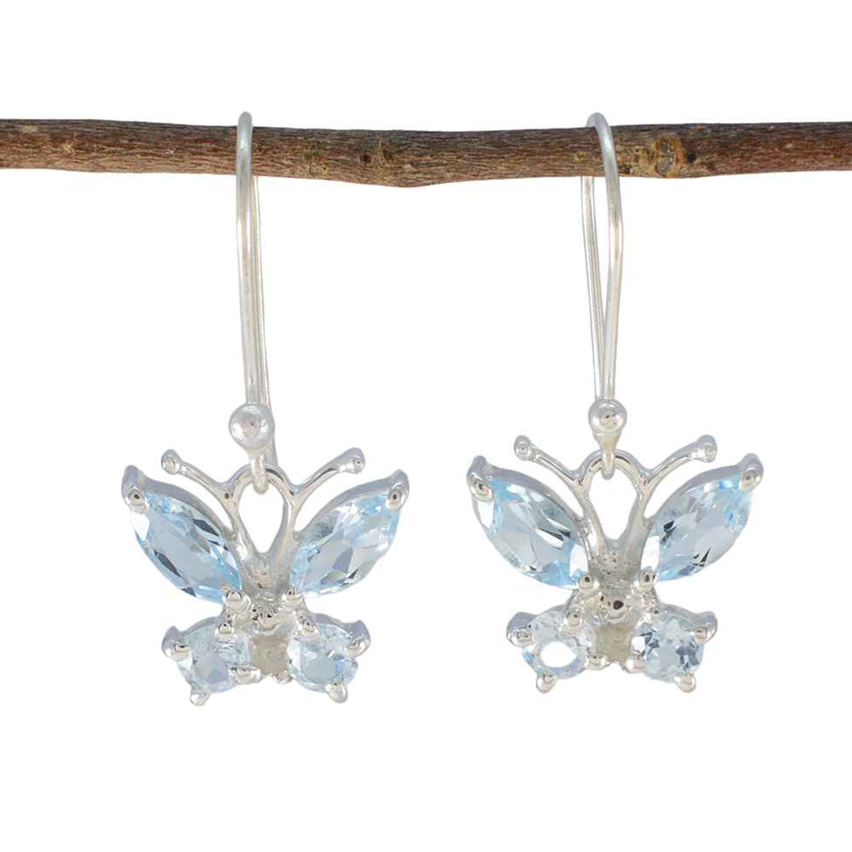 Blue-topaz-Egyptian-Luna-multiple-Dangle-Blue-925-Silver-Earring Huvudsaklig produktbild