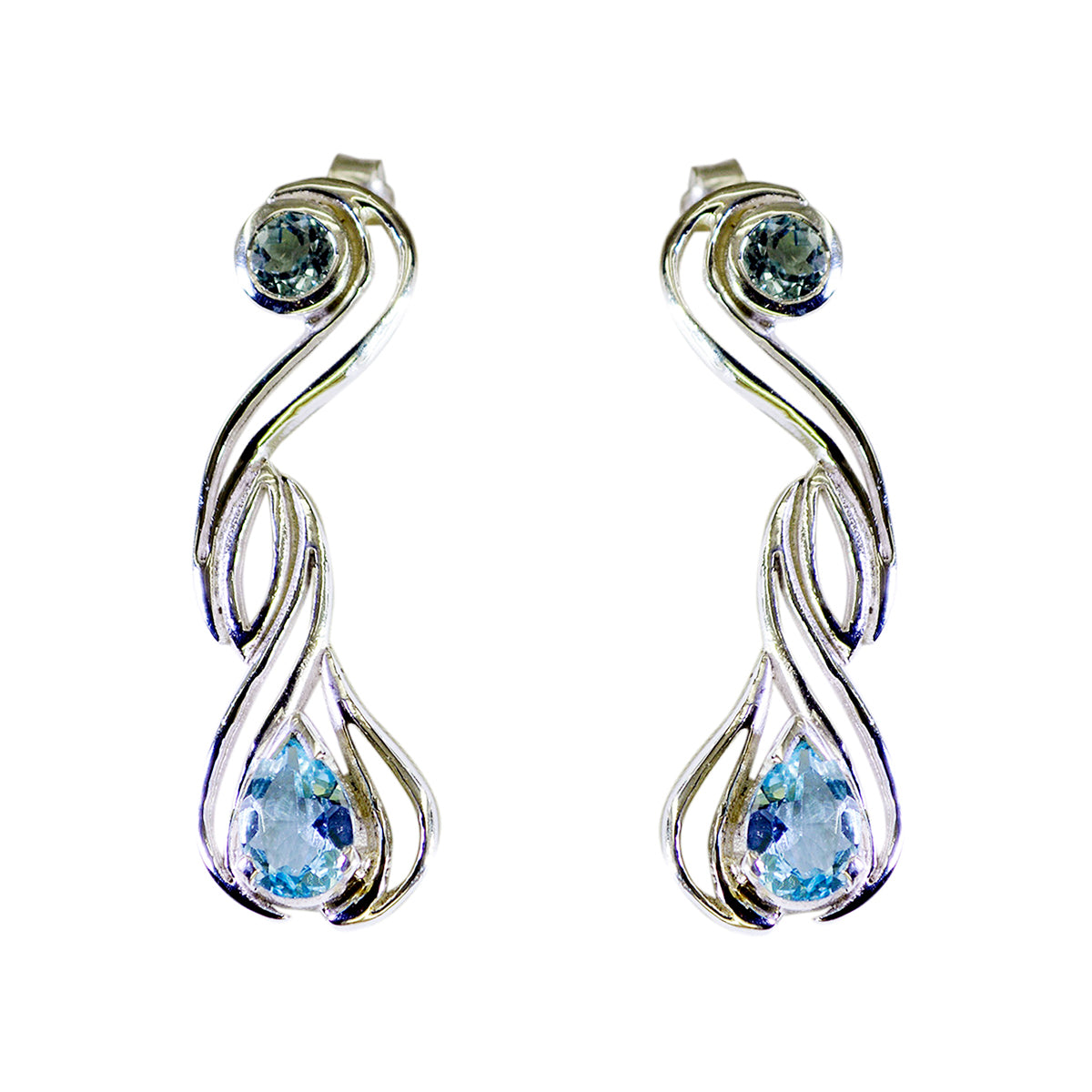 Blue-topaz-Moroccan-Grace-multiple-Stud-Blue-92.5-Silver-Earring