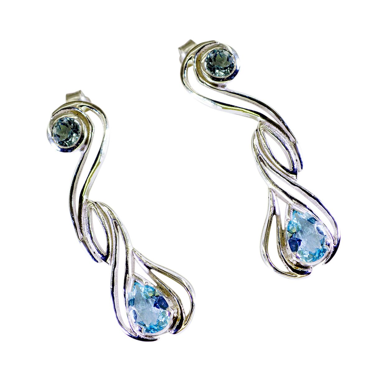 Orecchini a bottone multipli Moroccan Grace con topazio blu in argento 92,5 blu Immagine secondaria del prodotto