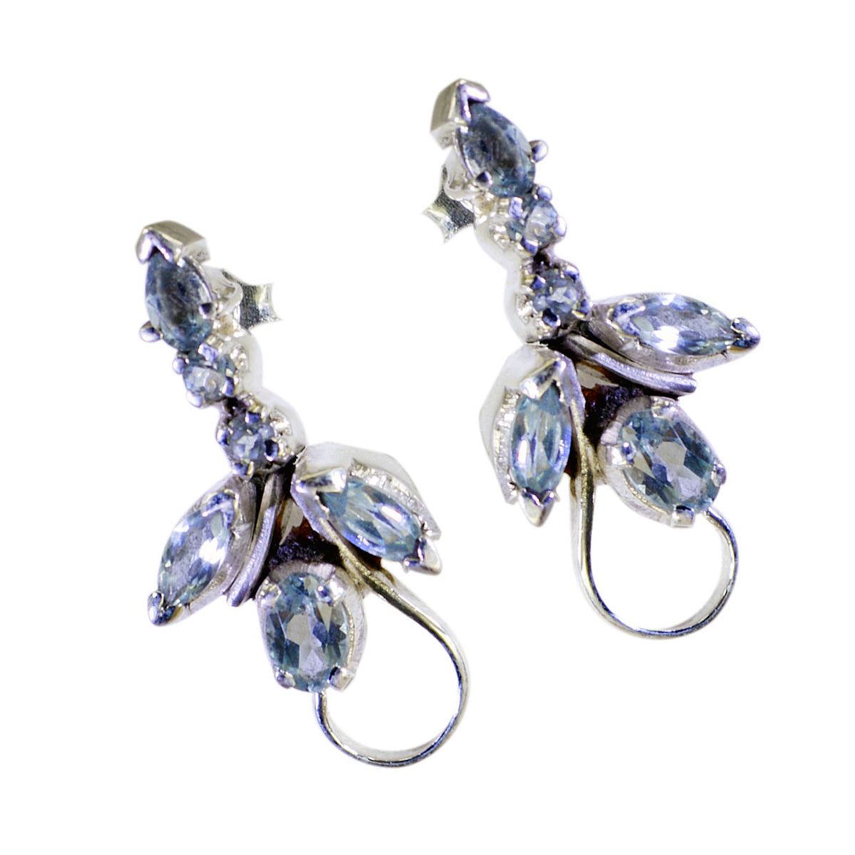 Blue-topaz-Egyptian-Greta-multiple-Stud-Blue-92.5-Silver-Earring