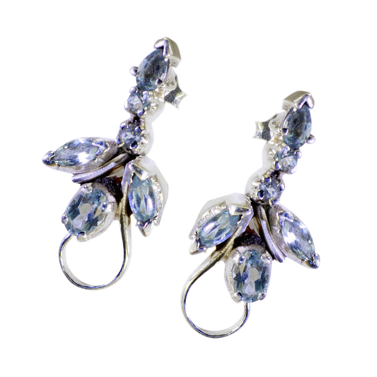 Blue-topaz-Egyptian-Greta-multiple-Stud-Blue-92.5-Silver-Earring