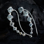 Blue-Topaz-Turkish-Nari-multiple-EarCuff-Blue-925-Sterling-Silver-Earring