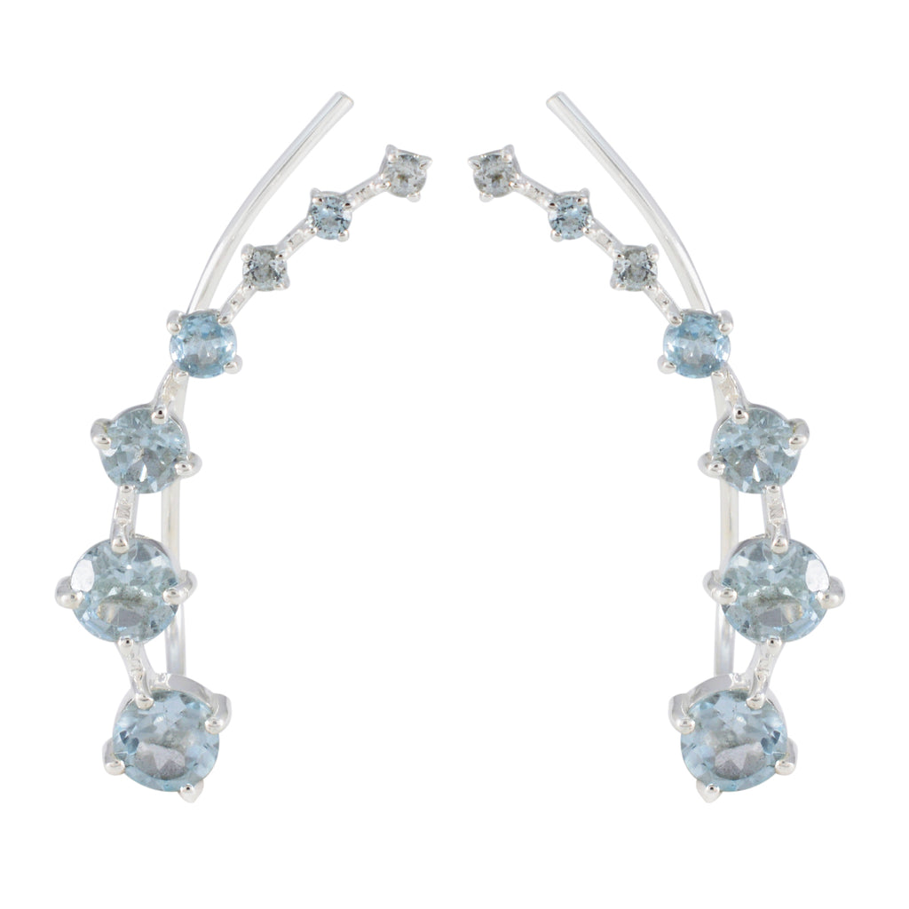 Blue-Topaz-Turkish-Nari-multiple-EarCuff-Blue-925-Sterling-Silver-Earring