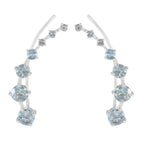 Blue-Topaz-Turkish-Nari-multiple-EarCuff-Blue-925-Sterling-Silver-Earring