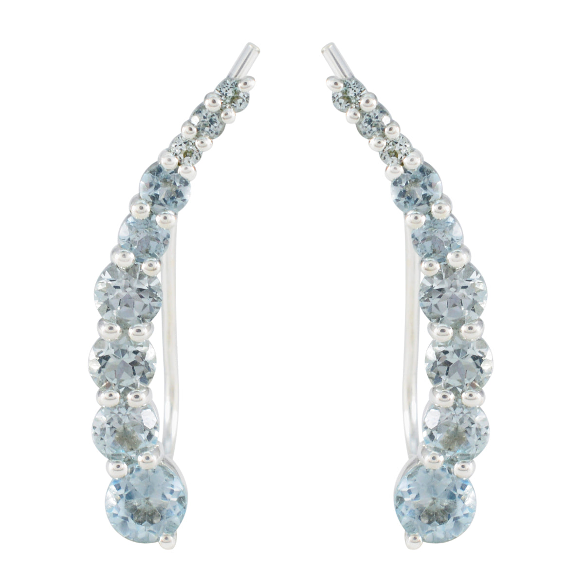 Blue-Topaz-Russian-Yuna-multiple-EarCuff-Blue-Silver-Earring Главное изображение товара