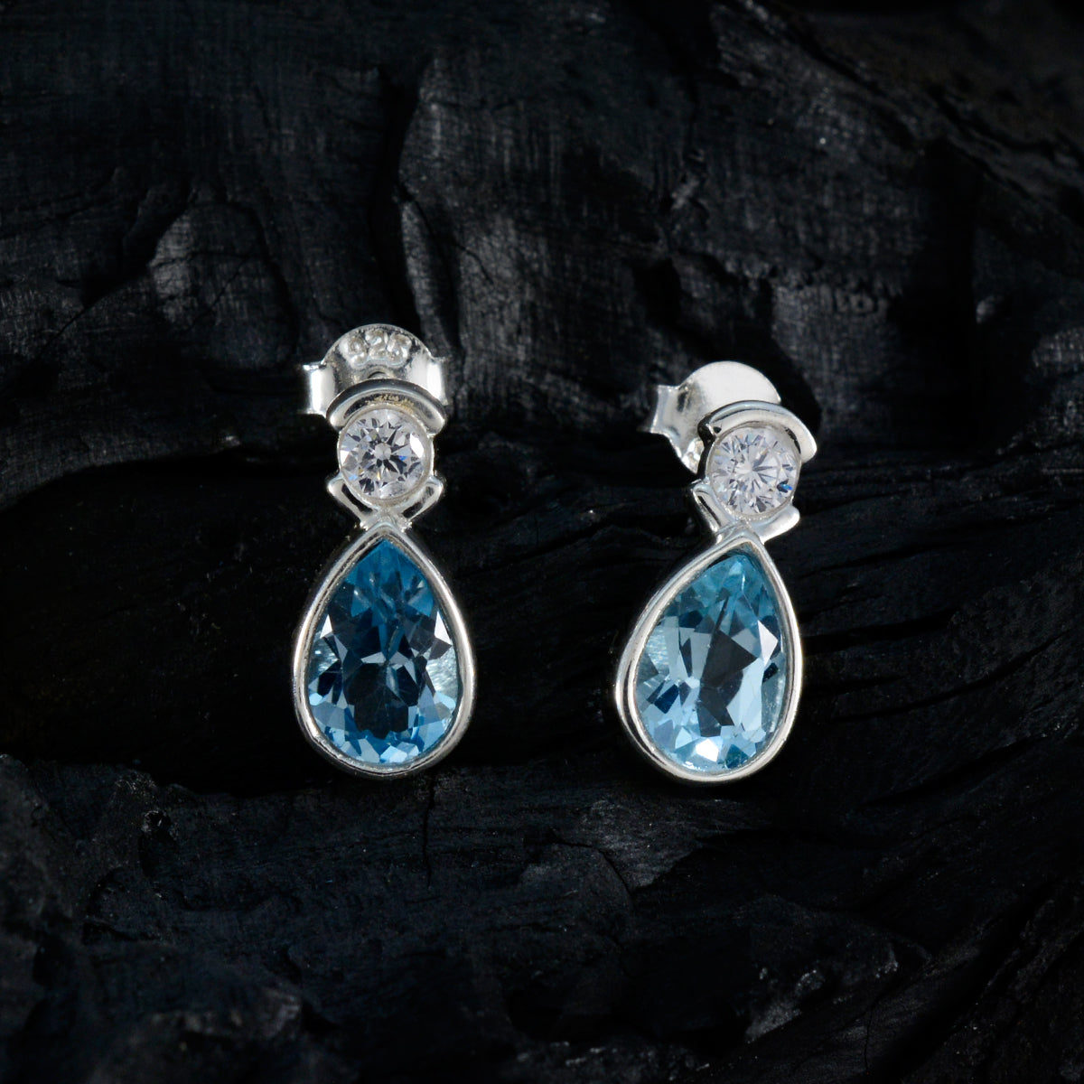 Blue-Topaz-Latin-American-Carolina-Toi-et-Moi-Stud-Blue-Sterling-Silver-Earring