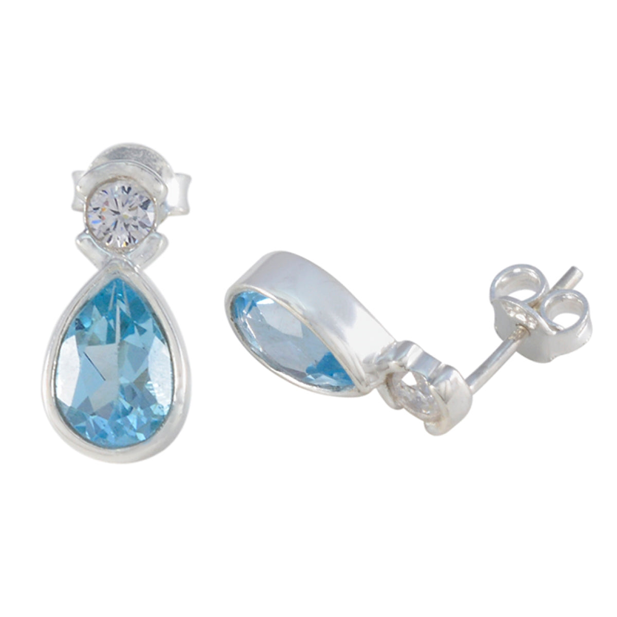 Blue Topaz Latin American Carolina Toi et Moi Stud Blue Sterling Silver Earring Secondary image