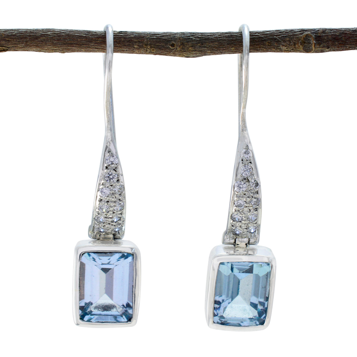 Blue-Topaz-Japanese-Alice-multiple-Dangle-Blue-925-Silver-Earring Huvudsaklig produktbild
