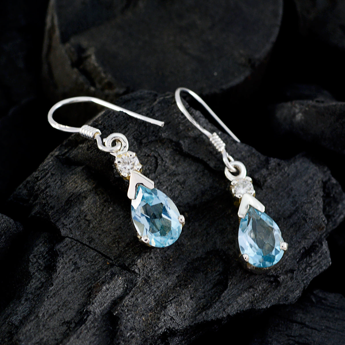 Blauer Topas Französisch Agustina mehrere Dangle Blau 925 Sterling Silber Ohrring Zweitbild