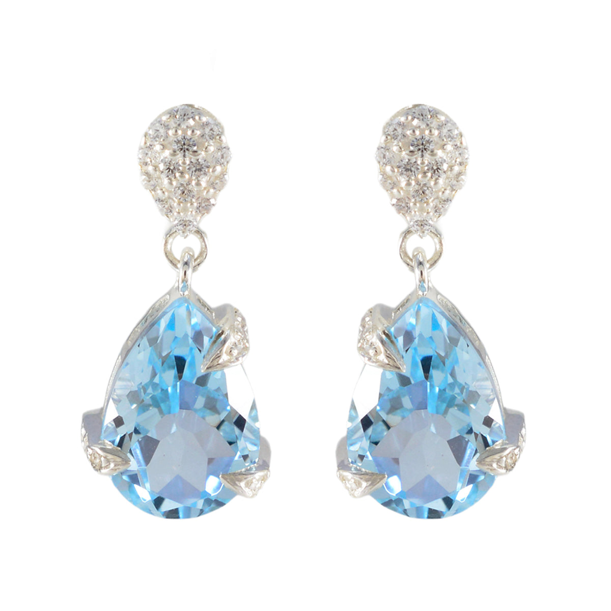 Blue-Topaz-American-Mei-Solitaire-Stud-Blue-Sterling-Silver-Earring Image principale du produit