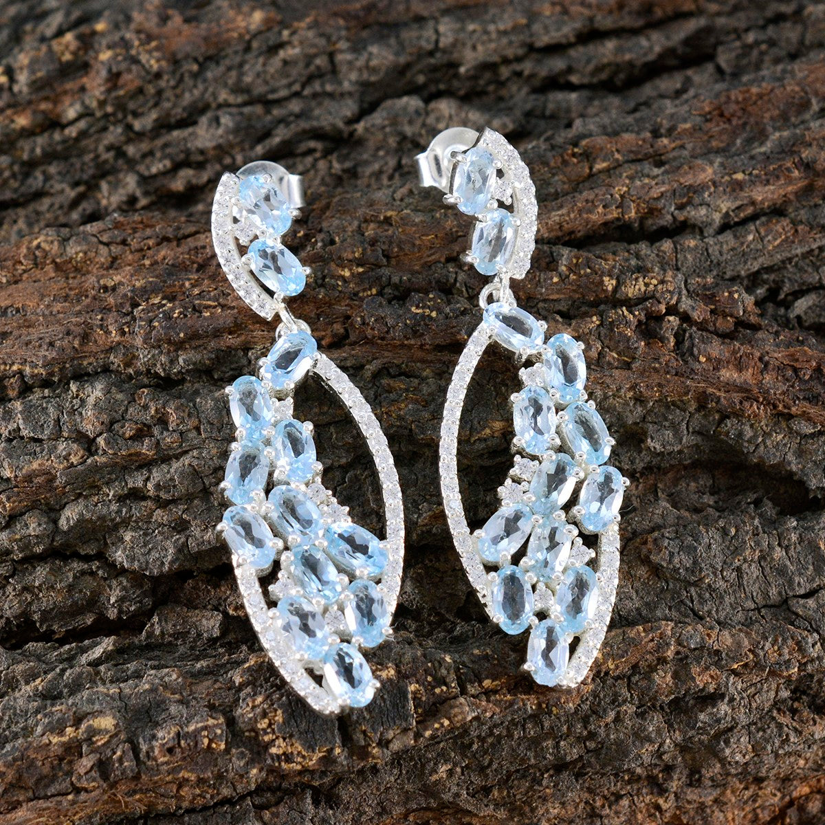 Blue-Topaz-American-Amanda-multiple-Stud-Blue-925-Silver-Earring