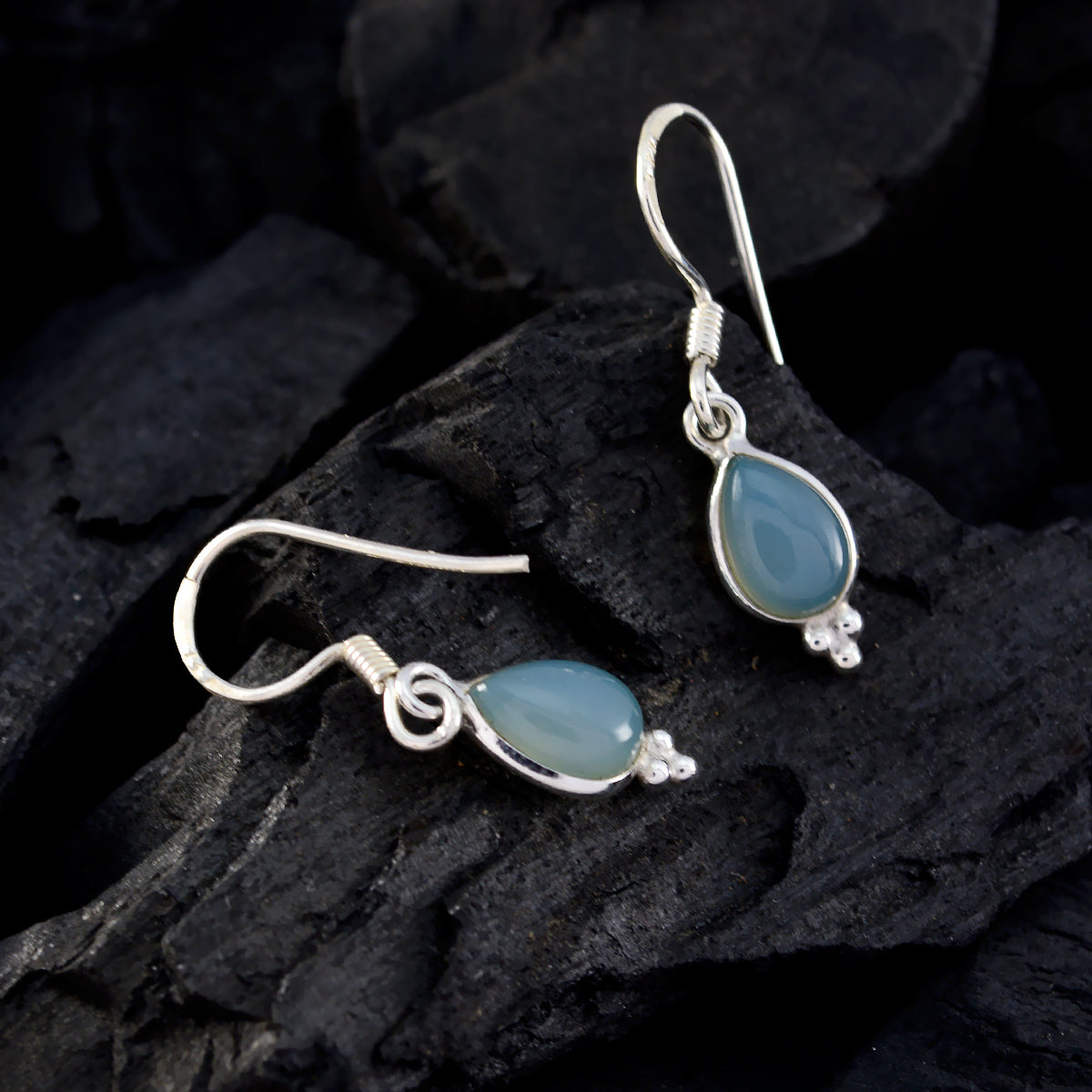 Chalcedony-Korean-Ivana-multiple-Dangle-Blue-925-Sterling-Silver-Earring