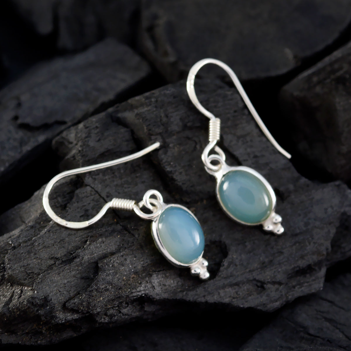 Boucles d'oreilles pendantes multiples en argent 925 bleu calcédoine allemande Victoria Image secondaire du produit