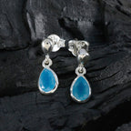 Chalcedony-Moroccan-Zoey-Solitaire-Stud-Blue-925-Sterling-Silver-Earring