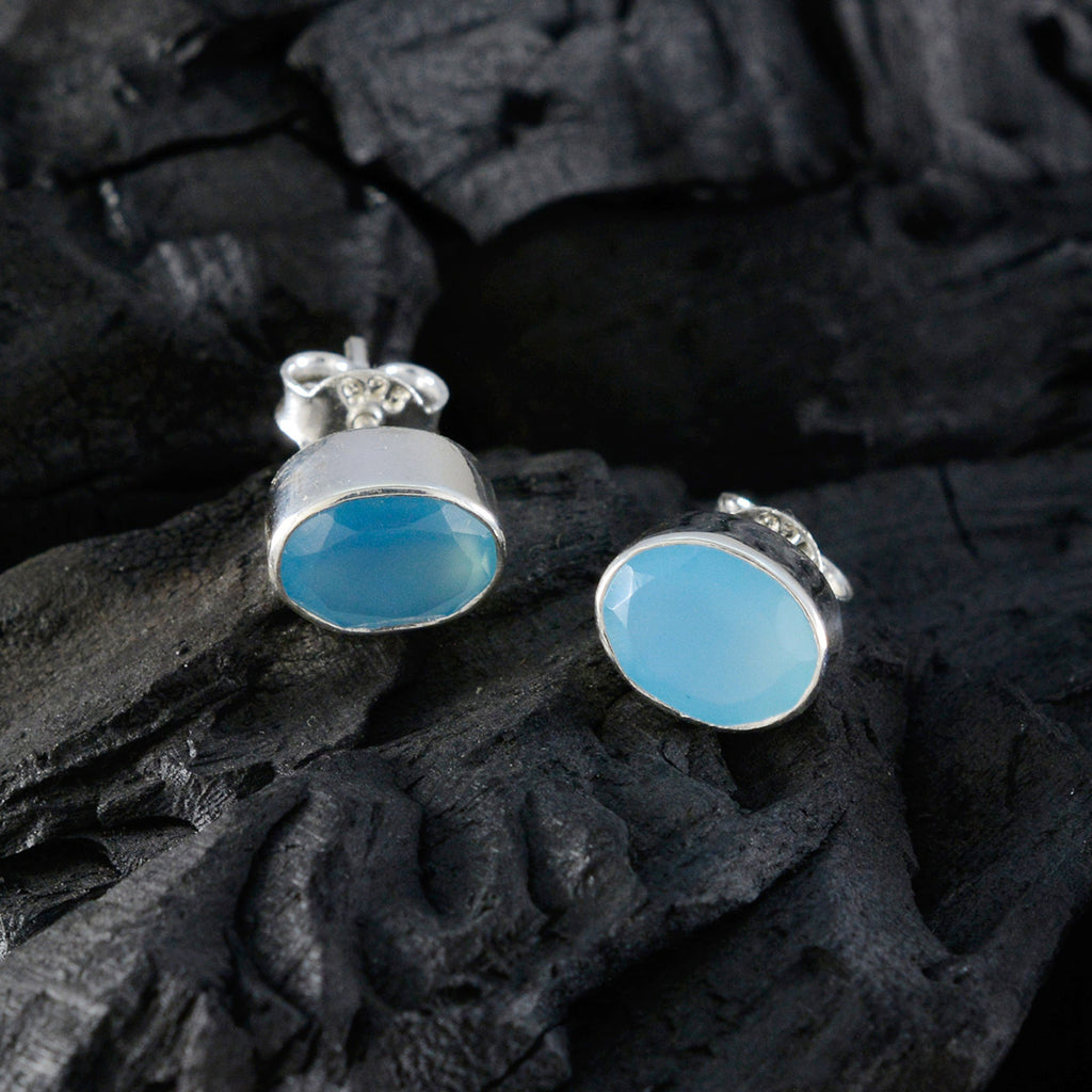 Chalcedony-Spanish-Aria-Solitaire-Stud-Blue-92.5-Silver-Earring