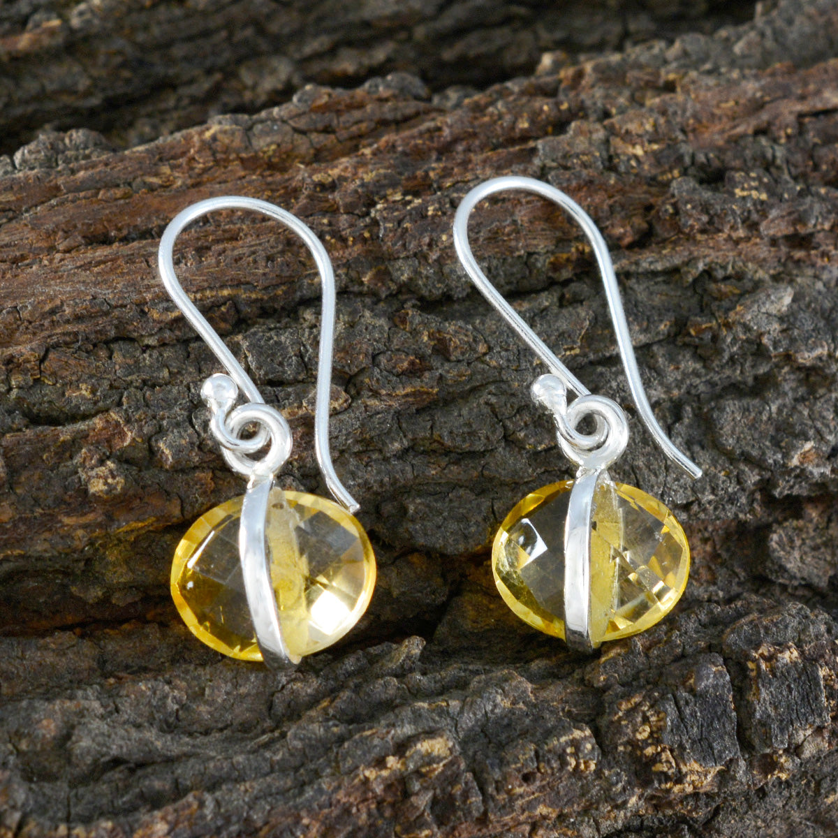 Citrine-French-Lili-Solitaire-Dangle-Yellow-Silver-Earring