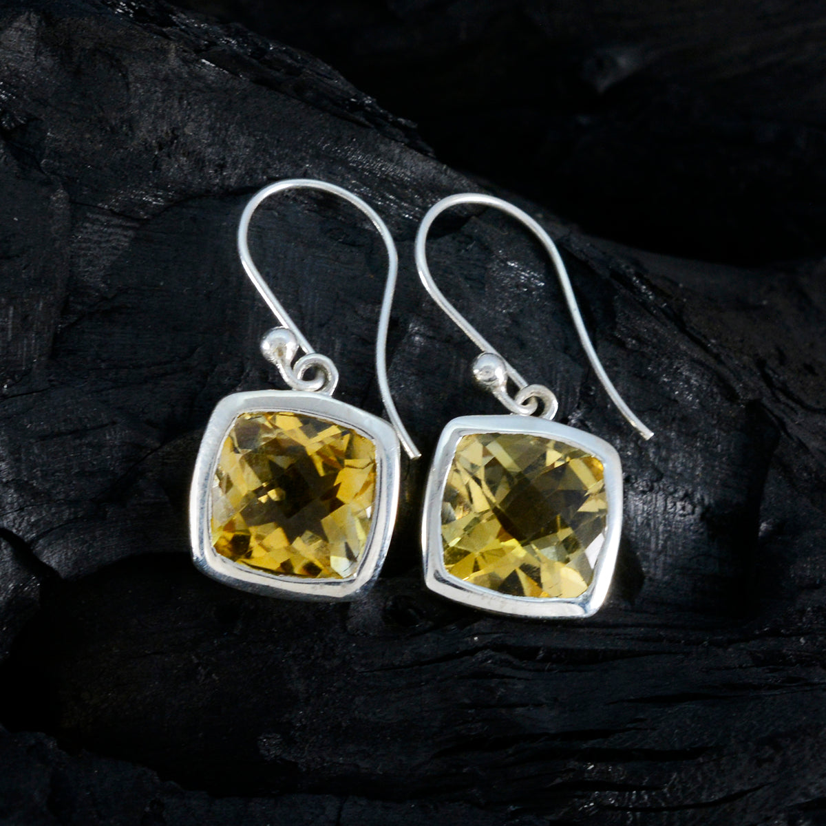Citrine Spanish Claire Solitaire Dangle Yellow 925 Sterling Silver Earring Второстепенное изображение товара