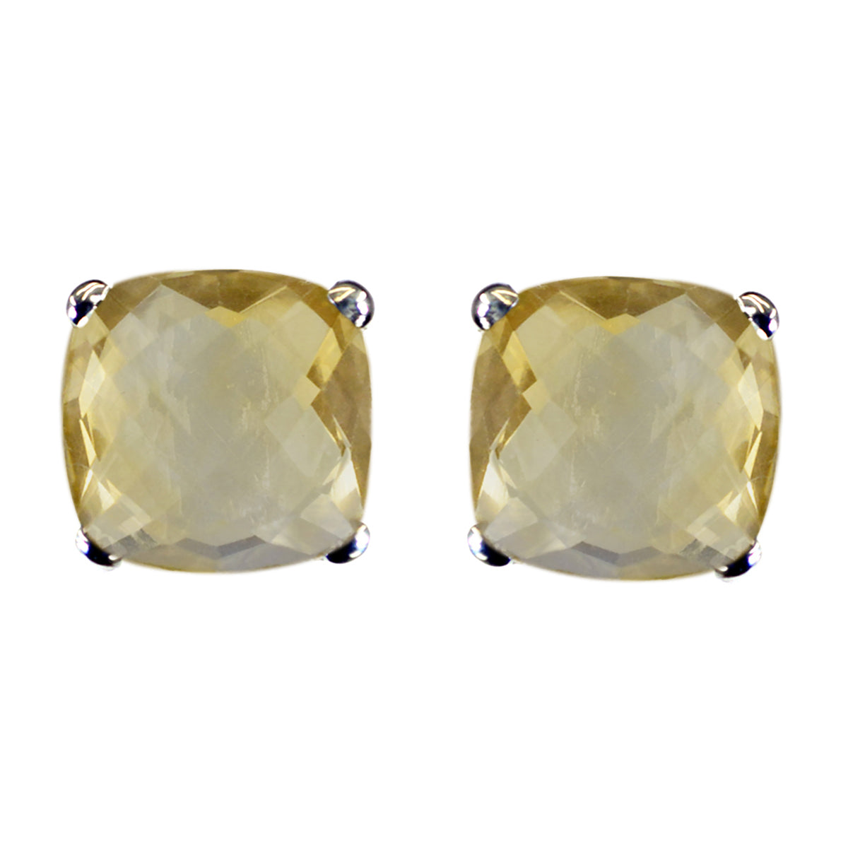 Citrine-French-Lourdes-Solitaire-Stud-Yellow-925-Sterling-Silver-Earring Huvudsaklig produktbild