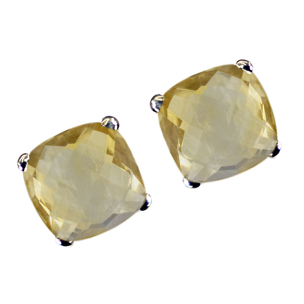 Citrine-French-Lourdes-Solitaire-Stud-Yellow-925-Sterling-Silver-Earring