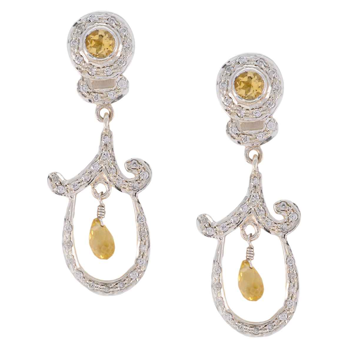 Citrine-Indian-Maria-multiple-Stud-Yellow-925-Sterling-Silver-Earring