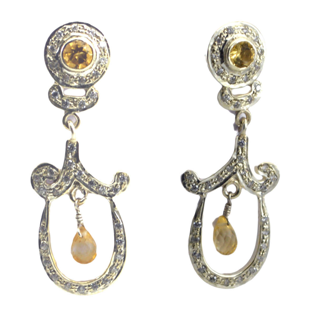 Citrine-Indian-Maria-multiple-Stud-Yellow-925-Sterling-Silver-Earring
