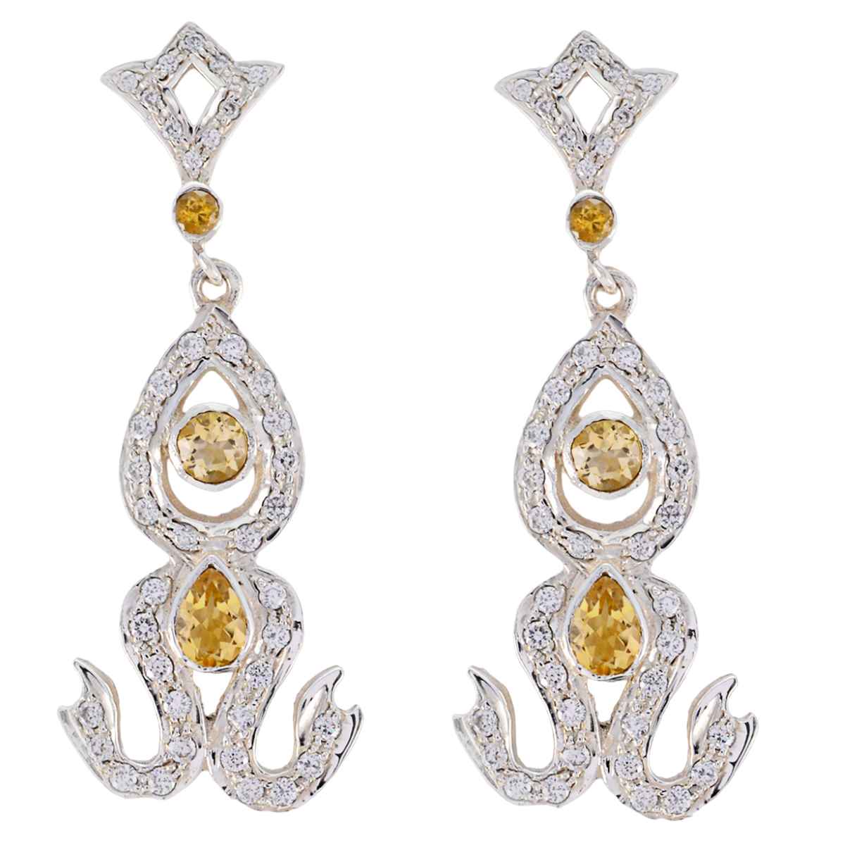 Citrine-American-María-multiple-Stud-Yellow-925-Silver-Earring Huvudsaklig produktbild