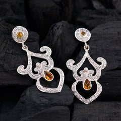 Citrine-Indian-Meera-multiple-Stud-Yellow-Silver-Earring