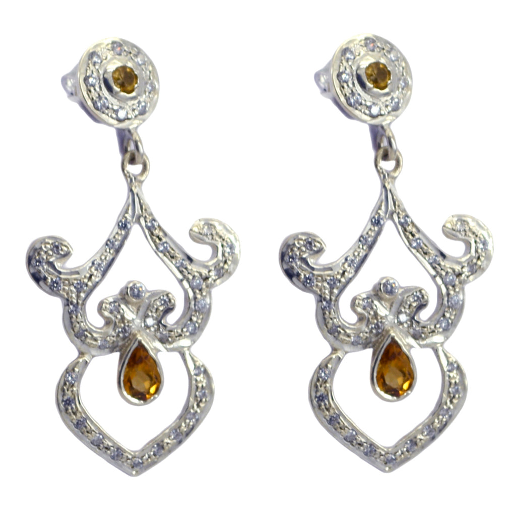 Citrine-Indian-Meera-multiple-Stud-Yellow-Silver-Earring