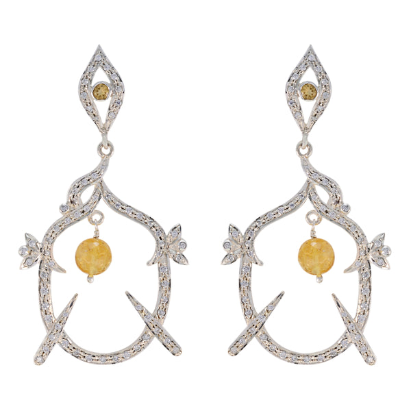 Citrine-Indian-Lakshmi-multiple-Stud-Yellow-Silver-Earring