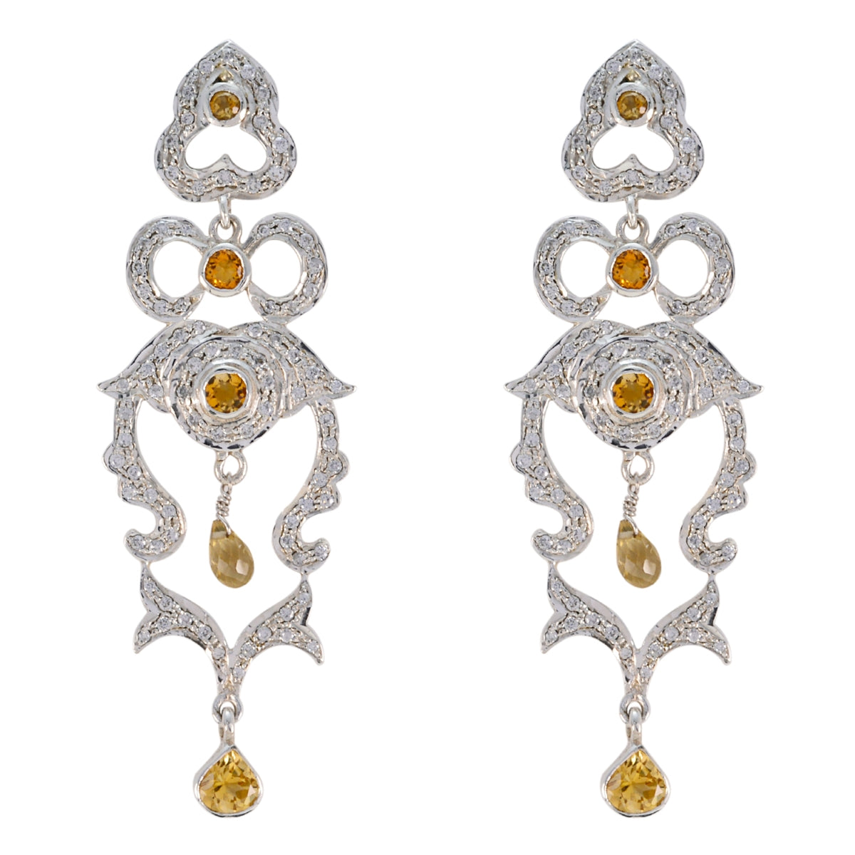 Citrine-Indian-Natcha-multiple-Stud-Yellow-92.5-Silver-Earring メイン画像