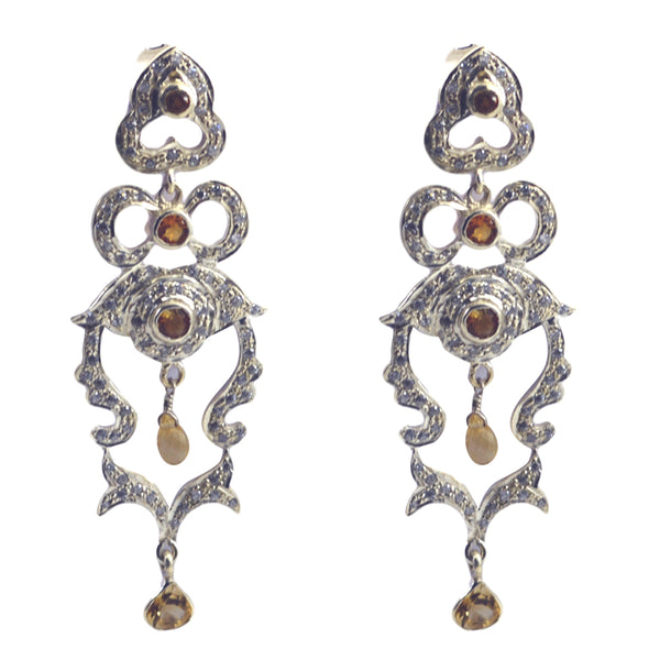 Citrine-Indian-Natcha-multiple-Stud-Yellow-92.5-Silver-Earring