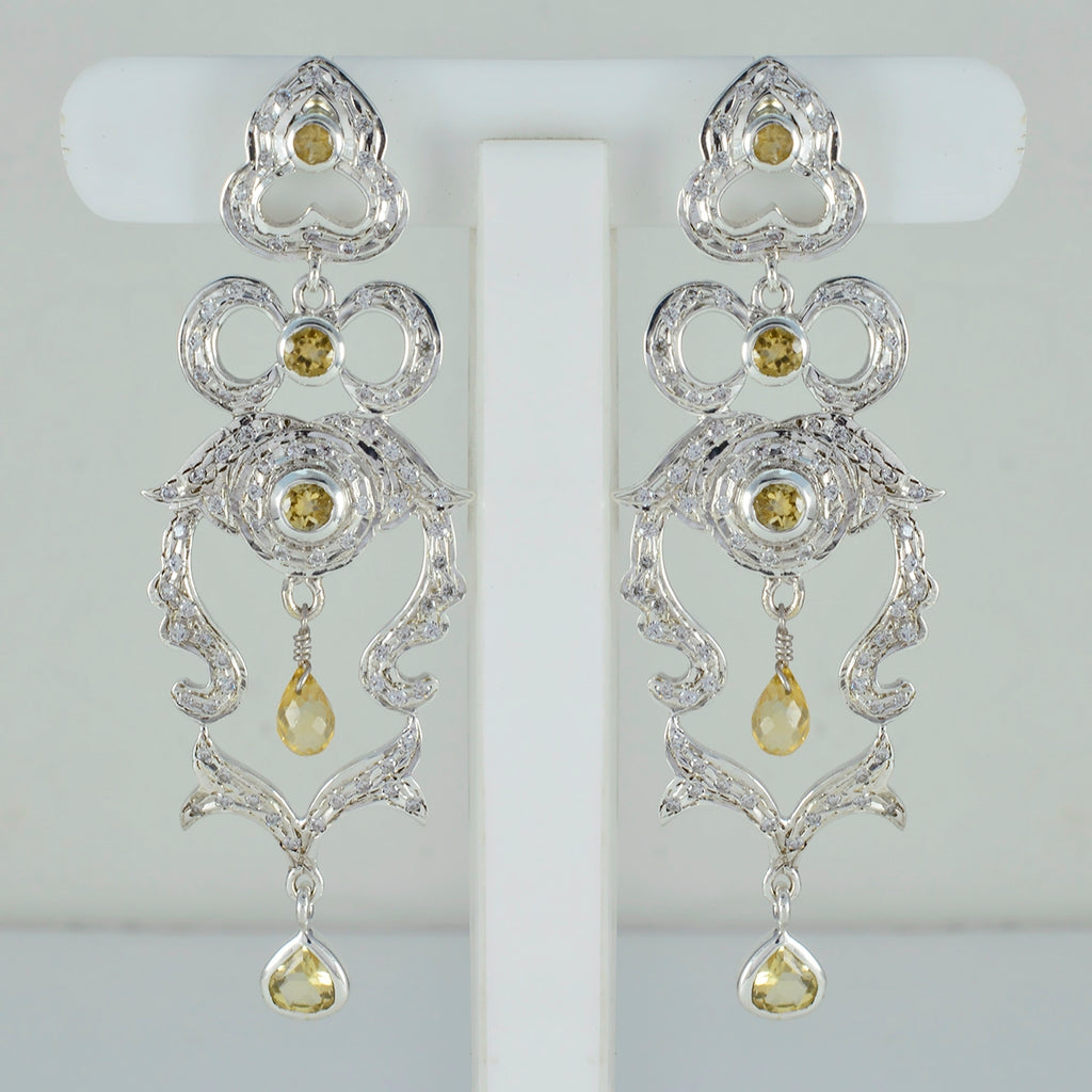 Citrine-Indian-Natcha-multiple-Stud-Yellow-92.5-Silver-Earring