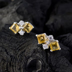 Citrine-African-Amanda-multiple-Stud-Yellow-Silver-Earring