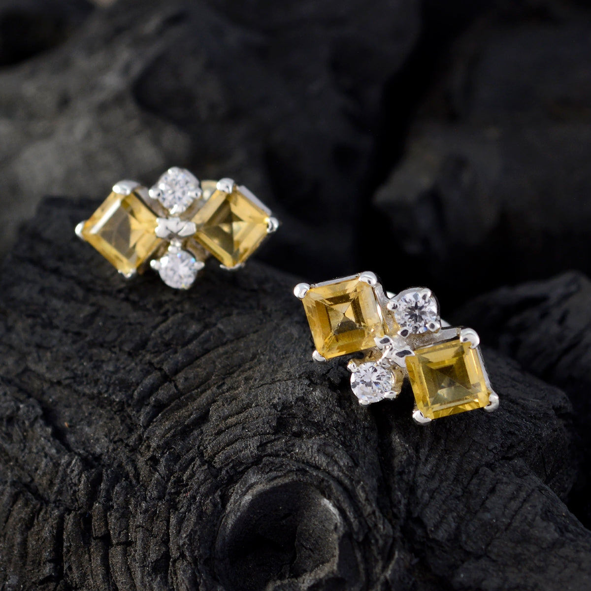 Citrine-African-Amanda-multiple-Stud-Yellow-Silver-Earring