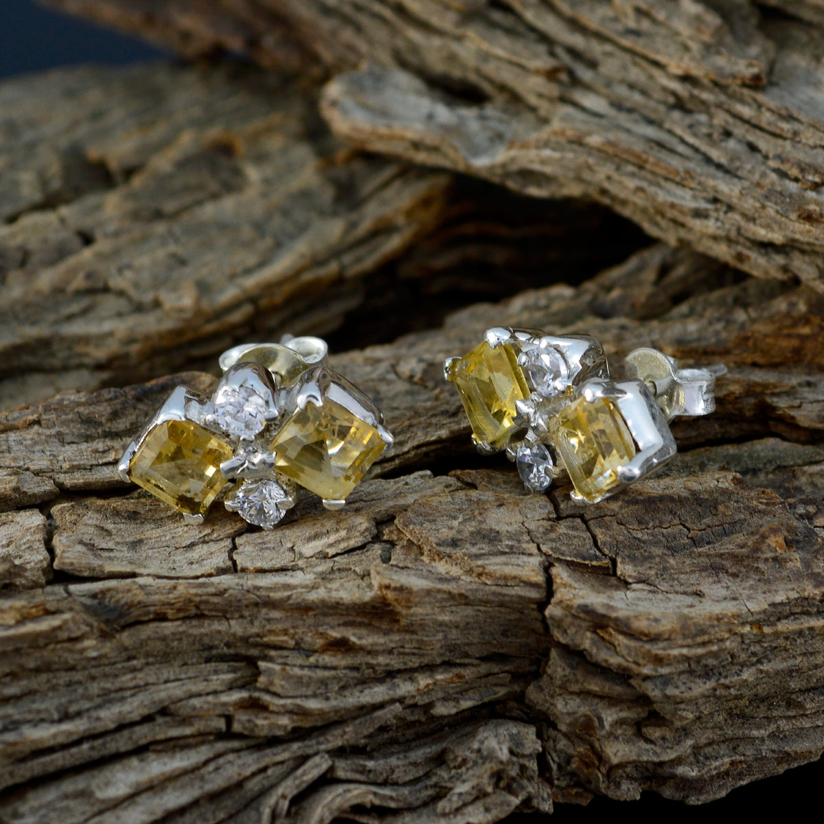 Citrine-African-Amanda-multiple-Stud-Yellow-Silver-Earring