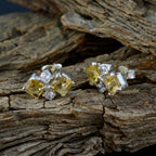 Citrine-African-Amanda-multiple-Stud-Yellow-Silver-Earring
