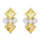 Citrine-African-Amanda-multiple-Stud-Yellow-Silver-Earring