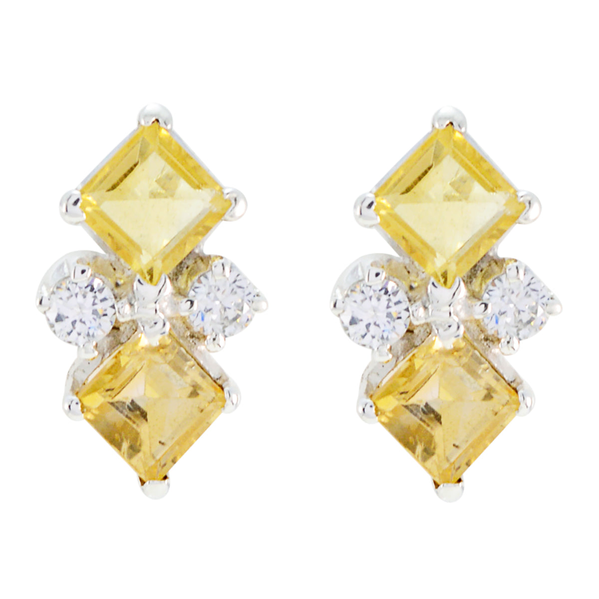 Citrine-African-Amanda-multiple-Stud-Yellow-Silver-Earring