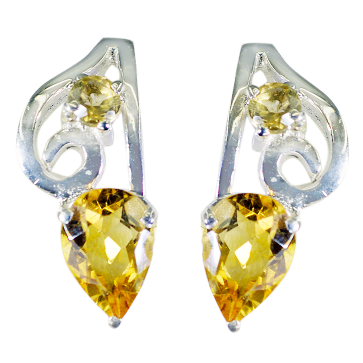 Citrine-Turkish-Camila-multiple-Stud-Yellow-925-Silver-Earring Image principale du produit