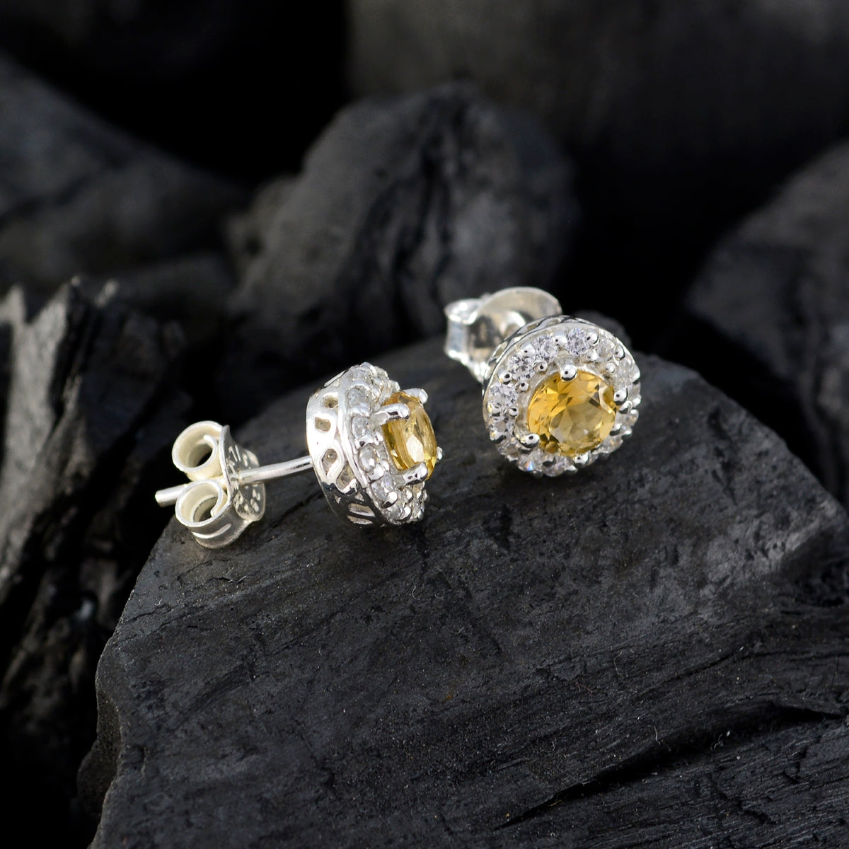 Citrine-Moroccan-Camilla-multiple-Stud-Yellow-925-Sterling-Silver-Earring
