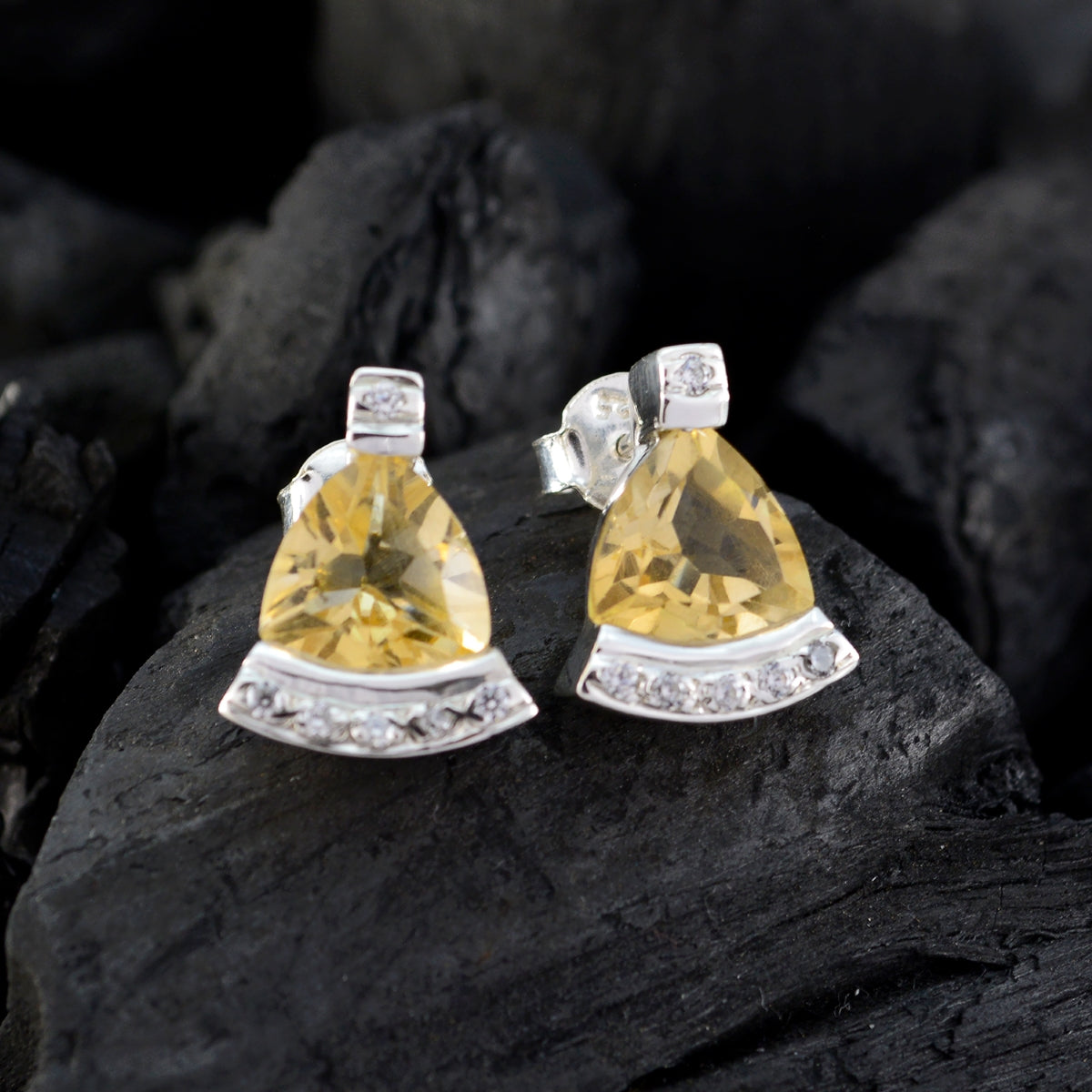 Citrine-Mexican-Cecilia-multiple-Stud-Yellow-925-Silver-Earring